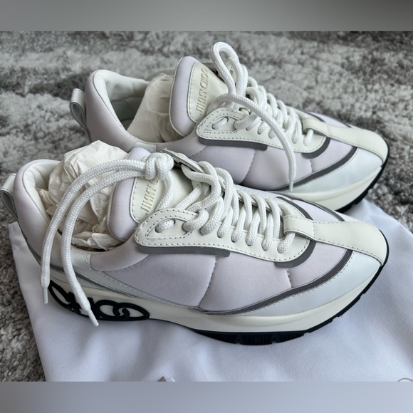 JIMMY CHOO★Cash JC Sneaker Authentic Womens Jimmy Choo Cash White Low Sneakers US size